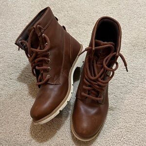 Timberland Brown Leather Boots with White Soles